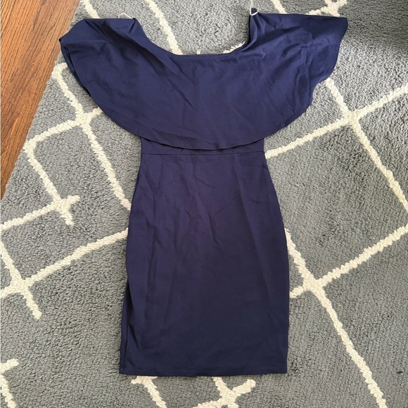 Soprano Blue Off-Shoulder Bodycon Midi Dress - Picture 2 of 5